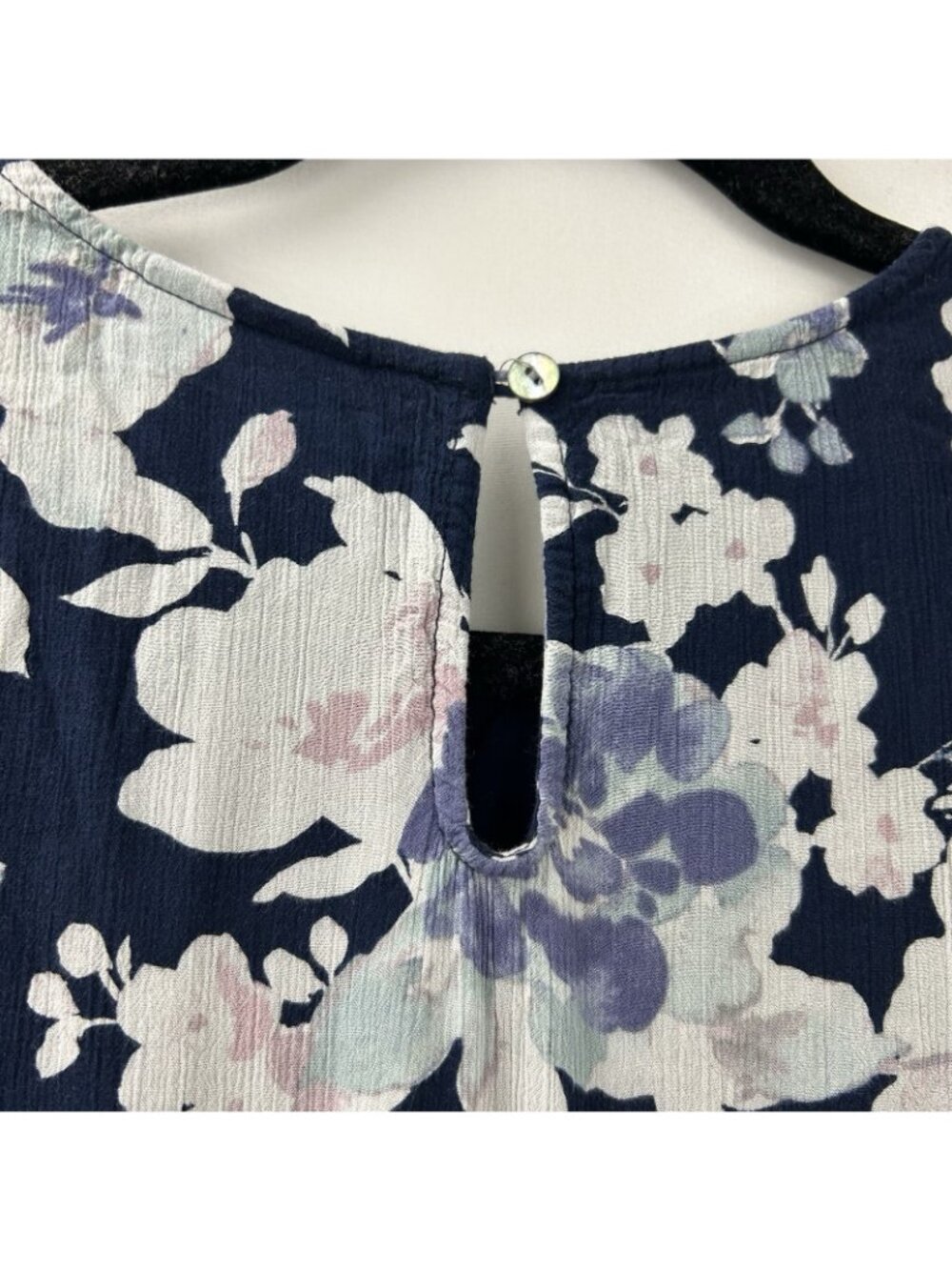 J. Jill Sleeveless Maxi Dress Womens M Navy Blue Floral Crewneck 100% Rayon - Picture 16 of 16